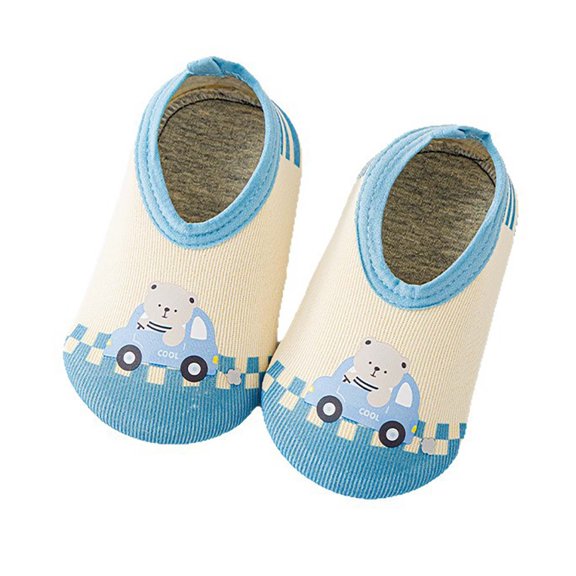 Toddler Shoes for Unisex Closed Toe Cartoon Printed Floor Socks Anti Soft Sole Breathable Toddler Sneaker for Baby Indoor Outdoor Summer Blue Size 6