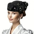 thumbnail image 1 of EASTIN Cocktail Party Fascinator Hat Church Hat Fabric Flower Beret Hat Costume Props, 1 of 15