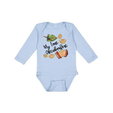 

Inktastic My 1st Oktoberfest Green Hat Accordion and Pretzels Gift Baby Boy or Baby Girl Long Sleeve Bodysuit