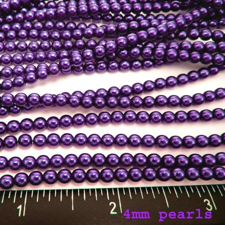 4mm Round Faux Pearl Beads - UnCommon Artistry Glass Pearl Beads 200pcs 4mm - Royal Purple