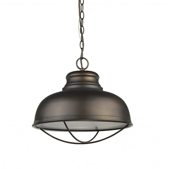 Ansen 1-Light Oil-Rubbed Bronze Pendant With Gloss White Interior Shade