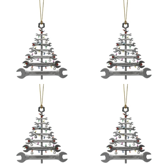 Mechanic Tools Ornament 2025, Custom 2D Acrylic Car Repair Decoration, Unique Gift for Mechanics Technicians and Auto Lovers, Garage Christmas Tree Keepsake 4PC