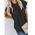thumbnail image 2 of Camiseta holgada de punto suizo fruncida con manga aleteo superior de verano para mujer para uso diario, 2 of 5