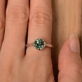 thumbnail image 3 of Teal sapphire ring wedding ring green round cut gemstone ring sterling silver ring, 3 of 3