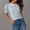 Blue, variant on ALLLIST Short Sleeve Casual Tops for Women Striped Brown Crew Neck T-Shirts Spring Blouses