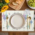 thumbnail image 4 of Purple Yellow Diamond Placemats Set of 4, Modern Geometric Middle Century Placemats for Dining Table, Place Mats for Kitchen Tabletop, Waterproof Wipeable Dining Table Mats Set, 4 of 9