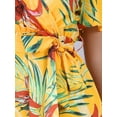 thumbnail image 5 of DARING DIVA Floral Split Hem Short Sleeve Maxi Tropical Dress XL Yellow, 5 of 6