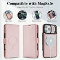thumbnail image 4 of ELEHOLD Wallet Magnetic Case For Google Pixel 10 Pro XL Detachable Back,  Compatible with Mag-safe, 2 in 1 Shockproof Soft PU Leather Flip Card Slot Magnetic Case ,Pink, 4 of 9