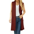 thumbnail image 3 of Xuanfei Women Solid Color Open Front Pocket Patchwork Sleeveless Cardigan, 3 of 7