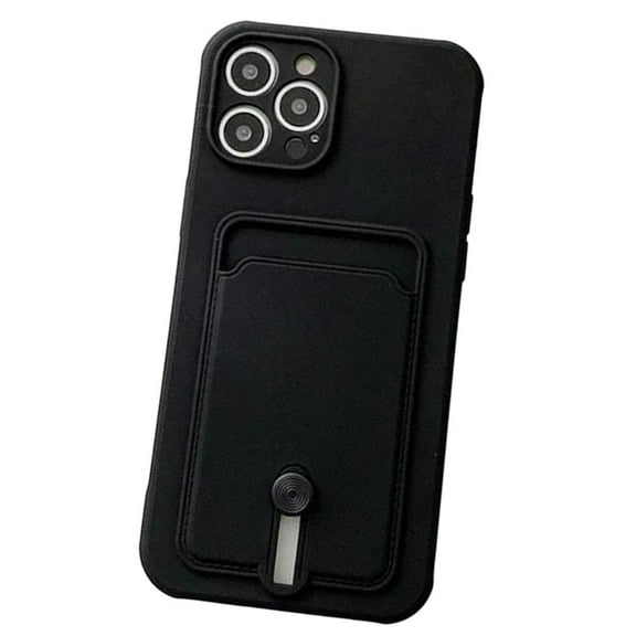 Silicone Card Holder Protection Case Compatible With iPhone 15 Pro in Black