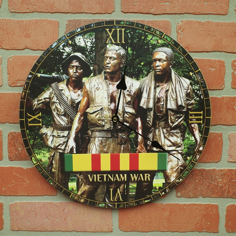 Vietnam War Three Soldier Memorial Wall Clock Living Room Decor US Military Gift Vietnam War Three Soldier Memorial Wall Clock Living Room Decor US Military Gift