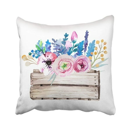 Wedding Clipart Graphics (BPBOP Blue Wedding Watercolor Feather White Design For Purple Clipart Flower Lavender Retro Pillowcase Throw Pillow Cover 18x18)