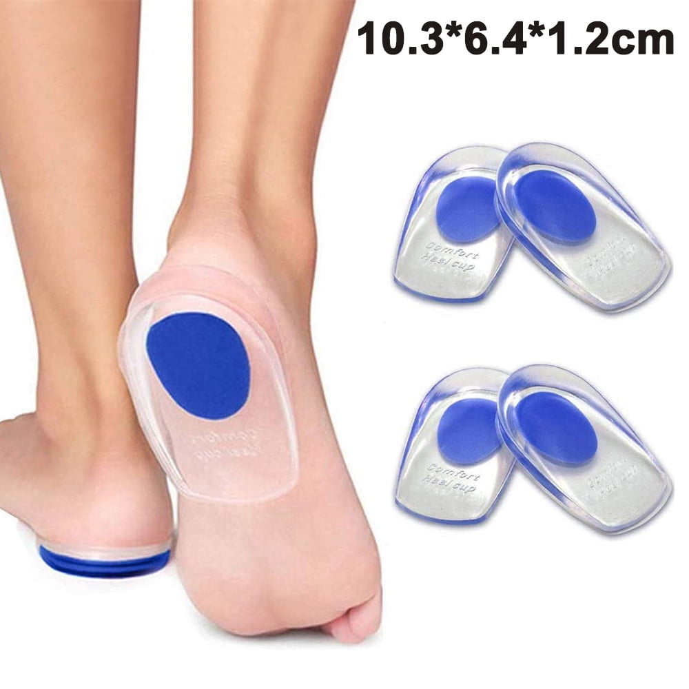 Gel Shoes Insoles Cushion Heel Cup Massage Pads Inserts Heel Pain Spur Silicone 