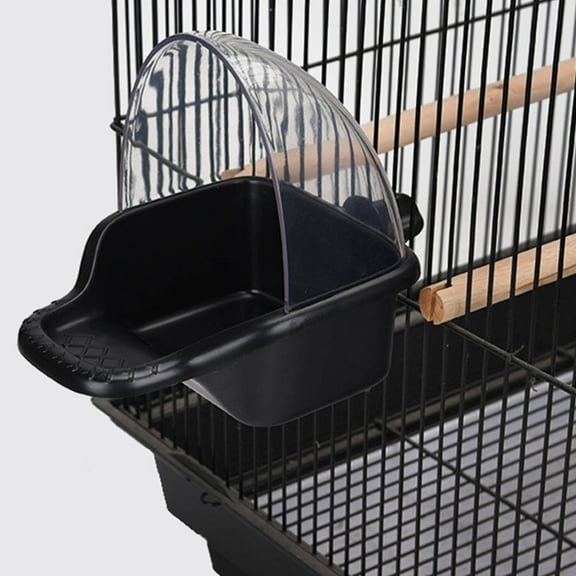 BESTYASH 1Pc Anti Splashing Feeder with Leakproof Food Basin for Birds Black