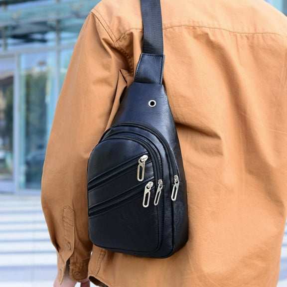 Miogawg Leather Sling Bag, Cross Body Fanny Pack, Lightweight Shoulder Chest Bag, Multipurpose Daypack Backpack For Hiking, Travel