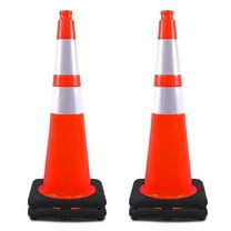 4 Pack 28" Orange Traffic Cones, PVC Parking Construction Safety Cones w/Reflective Collars Heavy Duty Rubber Base for Driving Practice, Parking Lots and Roadwork