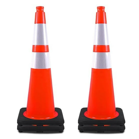 4 Pack 28" Orange Traffic Cones, PVC Parking Construction Safety Cones w/Reflective Collars Heavy Duty Rubber Base for Driving Practice, Parking Lots and Roadwork