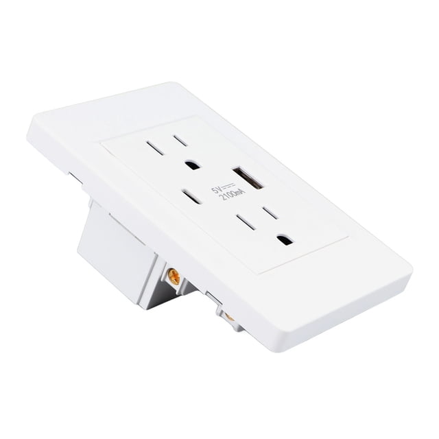 US Receptacle, US Wall Outlet 110-220V Stylish Sturdy Fireproof Multi Functional with USB Type C for Office