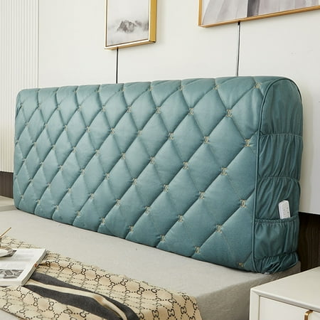 

European All-inclusive Thicken Headboard Cover Universal Anti-collision Dustproof Headboard Protector For Single Double Bed-dark green-2.1m