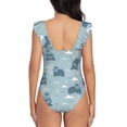 thumbnail image 6 of Yiaed Cute Hippopotamus Print Women's Ruffled One Piece Swimsuit V Neck Swimwear Slimming Monokini for Woman-XX-Large, 6 of 8