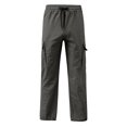 thumbnail image 3 of Angala Big Boys Cargo Pants Straight Leg With Pockets Fall Casual Boys Baggy Trousers Size 9-10 Years Dark Gray, 3 of 8