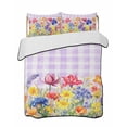 thumbnail image 2 of Purple Plaid Tulip Twin XL Size Down Alternative Comforter, Lightweight Comforter Quilt Bedding Set with Pillow Shams Spring Floral Watercolor Botanical All Seasons Bed Comforter Duvet Insert 68"x98", 2 of 7