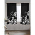 thumbnail image 5 of Sheer Curtains 72 Inches Long, White Dandelion Semi Sheer Curtains Light Filtering Window Treatment, Spring Flowers Botanical Vintage Black Privacy Voile Drapes for Living Room Bedroom 52x72 Inch, 5 of 7