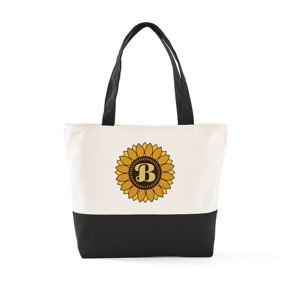 CafePress - Monogram Letter B Sunflower - Two Tone, 100% Cotton, Zipper Tote Bag