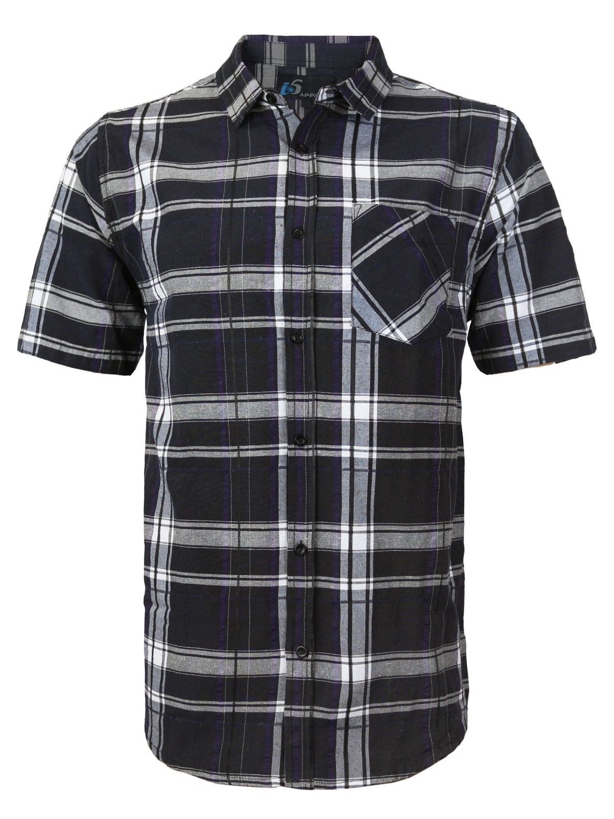 Men's Plaid Checkered Button Down Casual Short Sleeve Regular Fit Dress ...