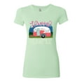 thumbnail image 3 of Happy Glamper | Fancy Camping Camper Van Caravan | Nature Lover Womens Slim Fit Junior Tee, Mint, M, 3 of 5