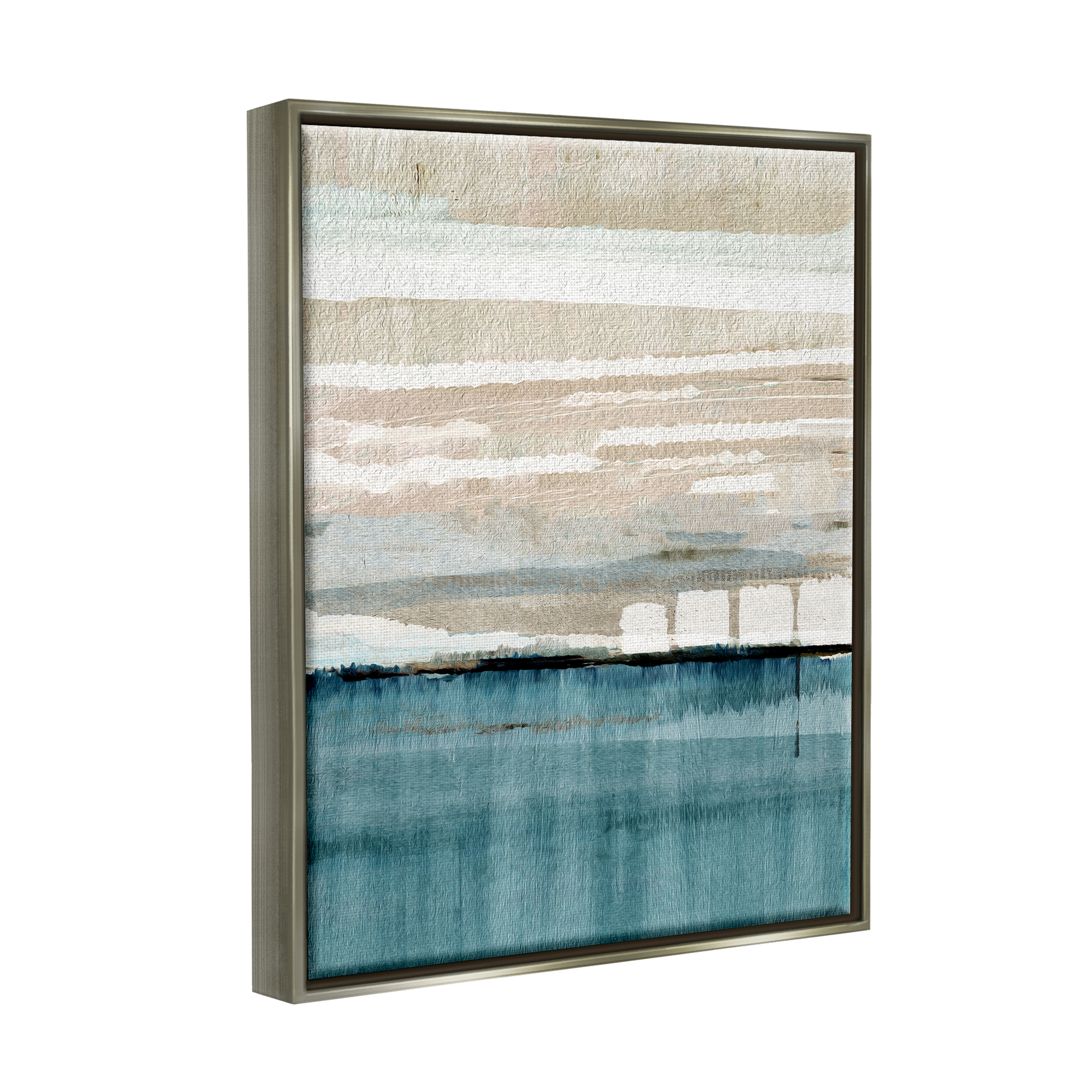 Stupell Industries Abstract Ocean Landscape Abstract Painting Gray Floater Framed Canvas Art Print Wall Art, 17 x 21