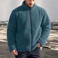 thumbnail image 6 of hoksml Men s Solid Fleece Zip Up Jacket Stand Collar Long Sleeve Sherpa Coat for Fall Winter Daily Work Comfort, 6 of 8