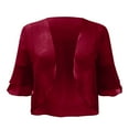 thumbnail image 5 of GEWSEY Women Bolero Shrug Soft Chiffon Open Front Sheer Short Sleeve Cropped Cardigans for Evening Dress (, XL), 5 of 5
