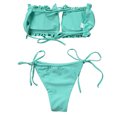 thumbnail image 2 of ITFABS Women's Solid Color Swimming Set, Bandage Bikini Top + Lace Up Briefs, 2 of 7