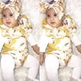 thumbnail image 7 of Douhoow 2Pcs Baby Girls Romper Floral Print Ruffles Sleeve Backless Jumpsuit with Headwear, 7 of 7