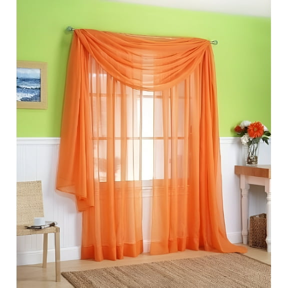 Empire Home Solid Sheer Window/ Wedding 55" Wide X 216" Long Scarf - Orange