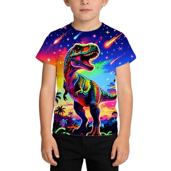 shoper Kids Toddler Boys Girls T-Shirts 3D Dinosaur Graphic Printed Short Sleeve Shirts Tops