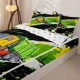thumbnail image 3 of Castle Fairy Grunge Garbage Truck Zipper Full Size Comforter Sets with Fitted Sheet and 2 Pillowcases for Boys,Race-Inspired Dump Truck Zipper Bedding Set for Bedroom,Green Yellow,4pcs,Reversible, 3 of 6