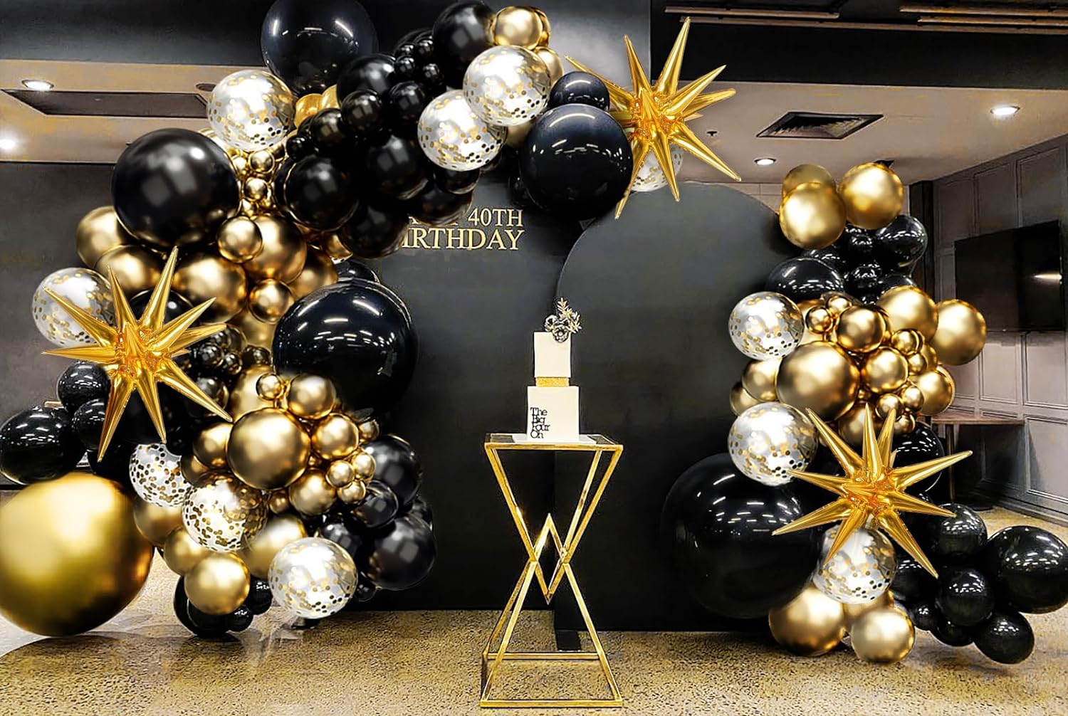 KiddiTouch Black and Gold Balloons Garland Kit, 132 Pieces photo 8