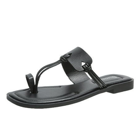 

HSMQHJWE Women s Slip on Flat Sandals Casual Strap Sandals Open Toe Band Slide Sandals Rubber Flat Beach Rain Shoes