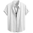 thumbnail image 7 of Bxsruta Men's Summer Casual Short Sleeve Button Front Shirt Lightweight Breathable Polyester Spandex, 7 of 7