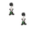 thumbnail image 2 of Delight Jewelry Silvertone Enamel Sitting Panda Black Crystal Clip on Earrings, 2 of 5