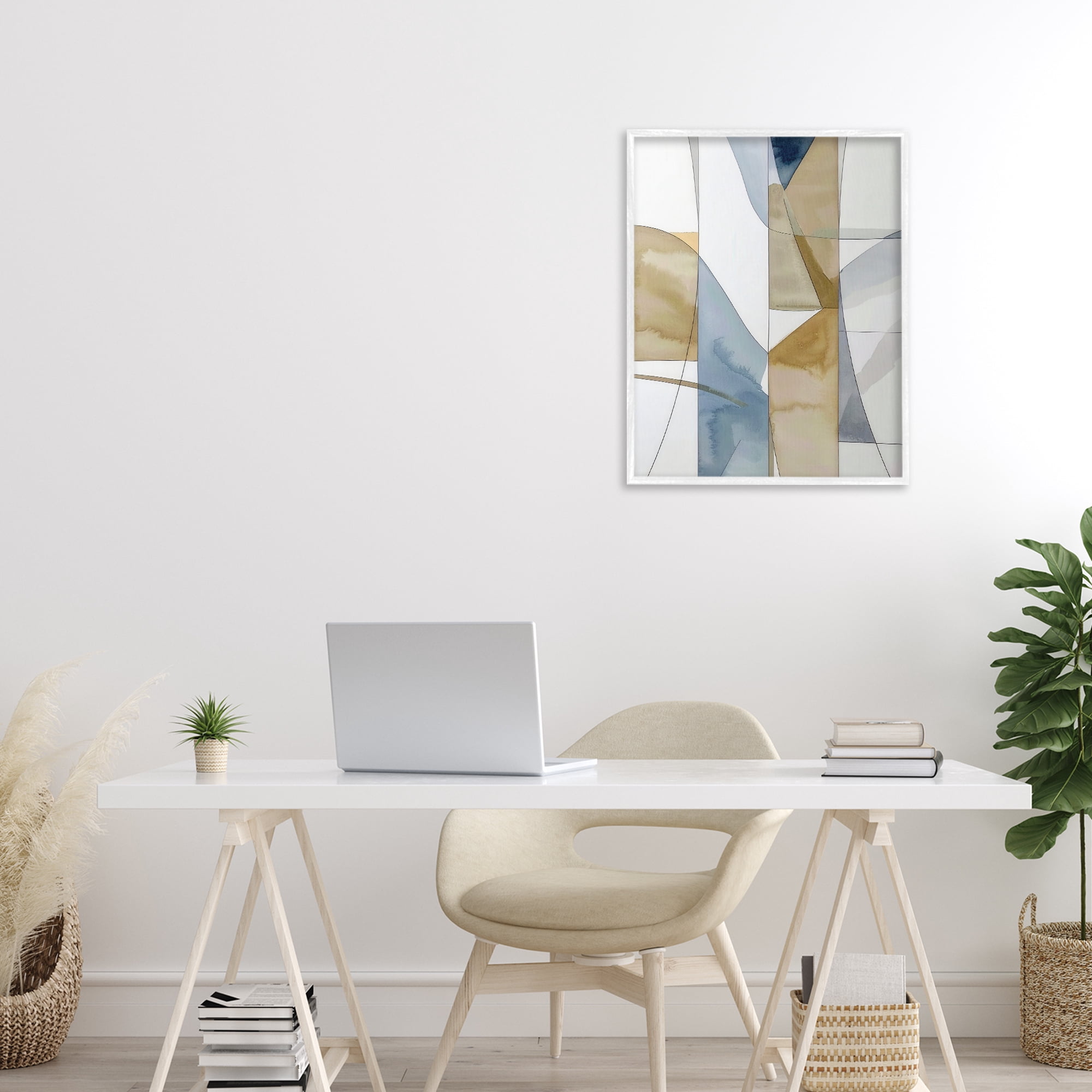 Stupell Industries Geographic Abstract Sections White Framed Giclee Art, design by Alonza Saunders