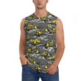 thumbnail image 2 of Goofa Modern Yellow Excavator Printed Men's Sleeveless T-Shirt - Athletic Gym Workout Tank Top for Men - Moisture-Wicking, UPF 30+ Quick-Dry Muscle Tee-Small, 2 of 8