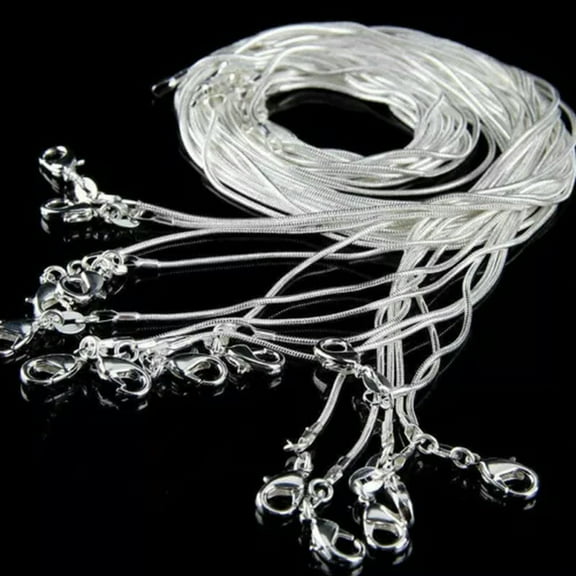 K-KED Wholesale 20pcs 925 Silver Snake Chain Necklace 1MM Delicate Jewelry 16-24In for Pendant-28 inch-5pcs