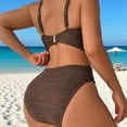 thumbnail image 6 of KIHOUT Women's Halter Ruched Deep V High-Waisted Two-Piece Bikini Set Hardware Detail Removable Padded Bra Beach Pool Summer Swimsuit, 6 of 7