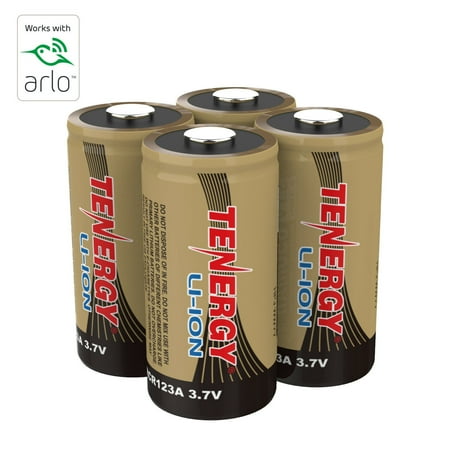 Tenergy 4PCS 3.7V RCR123A Li-ion Rechargeable Batteries for Arlo Security Camera
