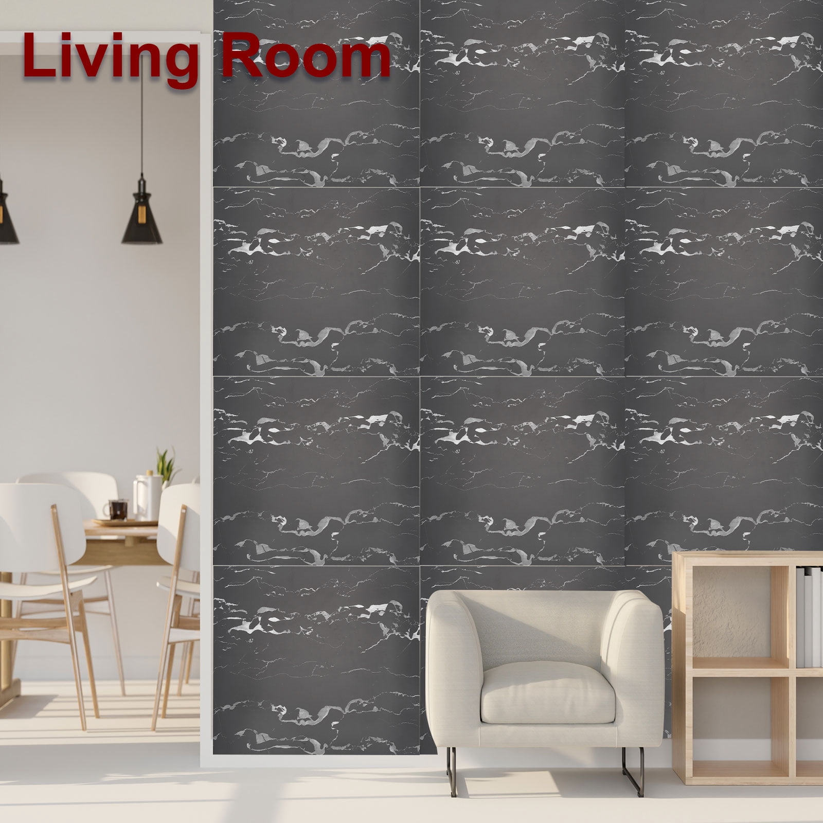 Uxcell 20Pcs Peel and Stick Marble Tiles, Waterproof Wall Panel Backsplash, 11.81"x11.81" Peel and Stick Shower Tiles for Bathroom, White Crystal Dragon Design