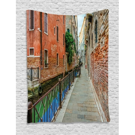 Venice Tapestry, Empty Idyllic Streets of Venezia Travel Destination Romantic Vacation Old Buildings, Wall Hanging for Bedroom Living Room Dorm Decor, Multicolor, by
