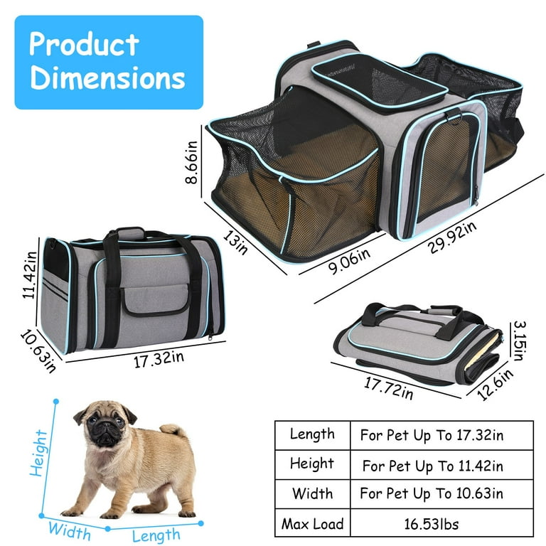 VEVOR Cat Carrier with Wheels, Airline Approved Rolling Pet Carrier with Telescopic Handle and Shoulder Strap, Dog Carrier